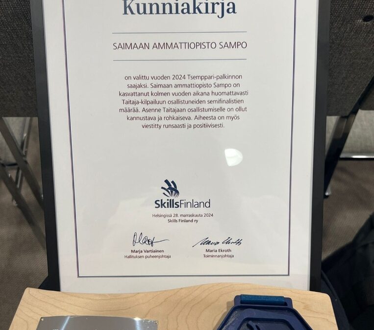 Sampolle Skills Finlandin Tsemppari-palkinto